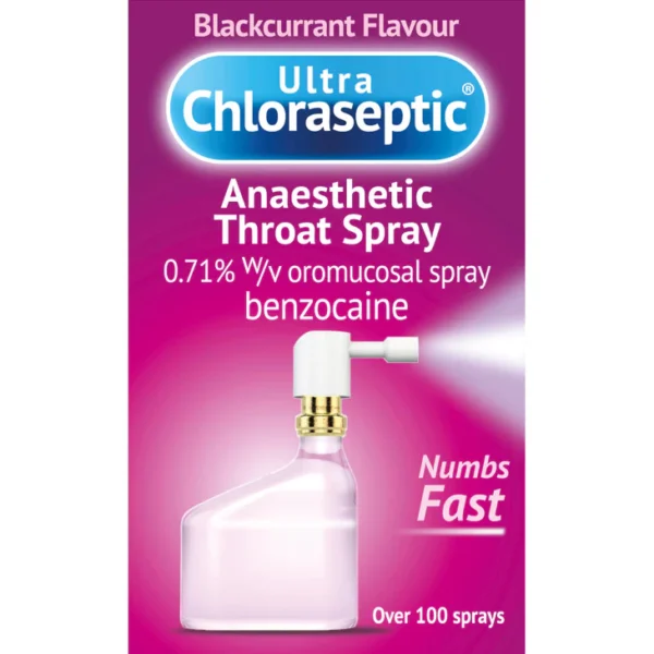 Ultra Chloraseptic anaesthetic sore throat spray blackcurrant flavour