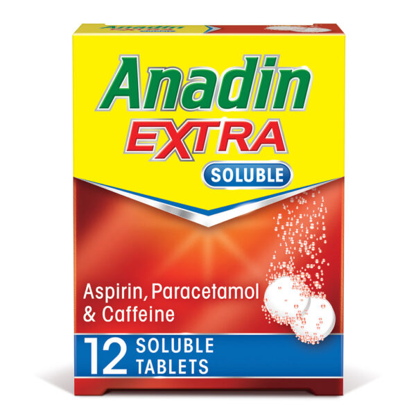 Anadin extra soluble aspirin paracetamol & caffeine tablets (12 tablets)