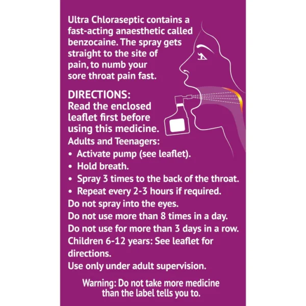 Ultra Chloraseptic anaesthetic sore throat spray blackcurrant flavour - Image 3